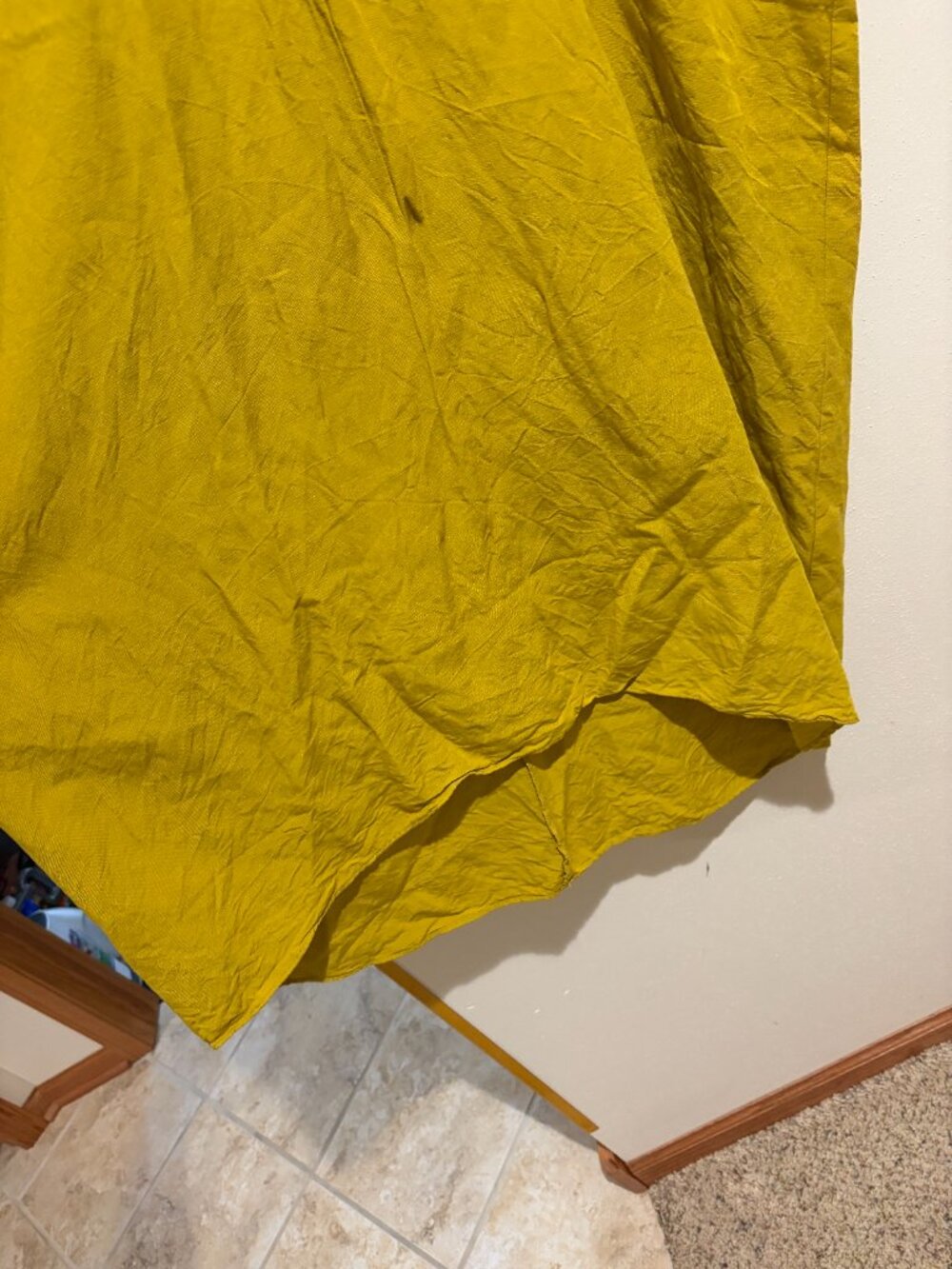 Zara Yellow Linen Blend Kaftan Caftan Midi Dress V Neck Short Sleeve - Picture 6 of 13